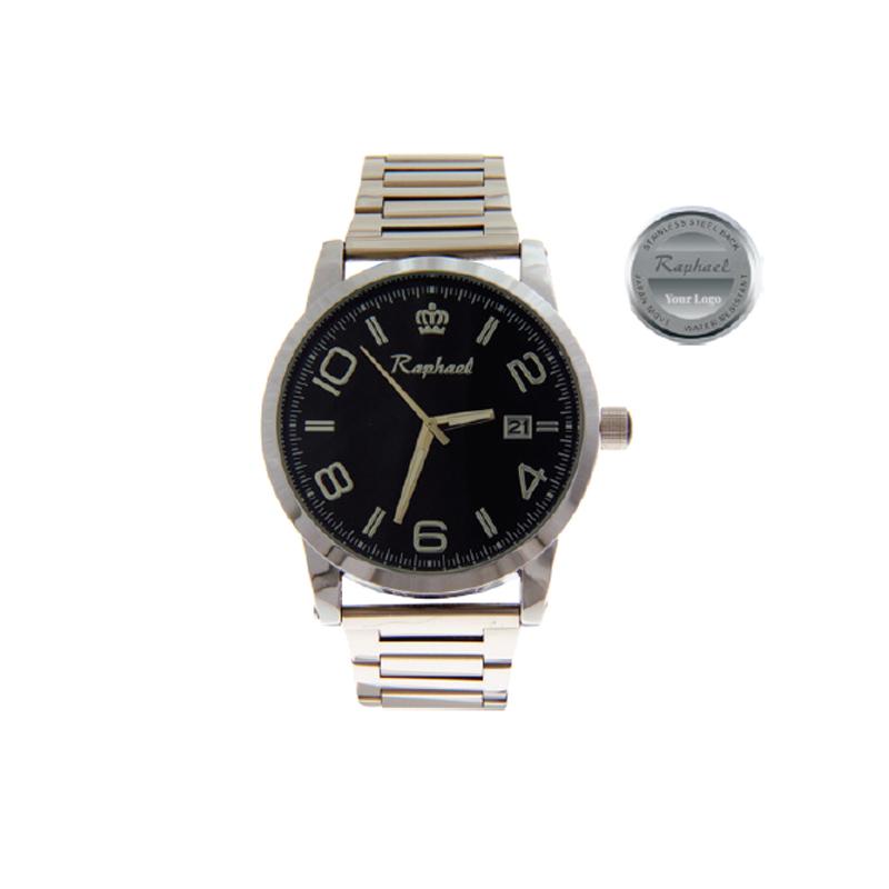 Raphael Luxury Metallic Promotional Wristwatch with Black-Dial